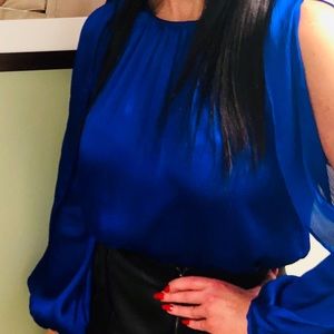 Laundry by Shelli Segal royal blue silk blouse